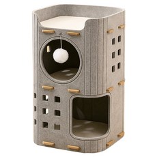 고양이 다층 펠트 숨숨집 2단, 그레이, 1개