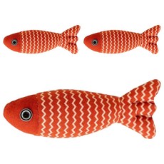 解悶仿真麻布魚貓玩具, 紅色, 3個
