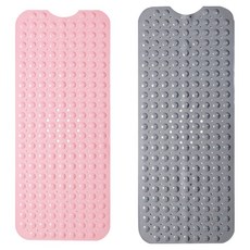 新錸家居 浴室吸盤防滑墊 長形地墊 2件組, 1組, 灰色 + 粉紅色