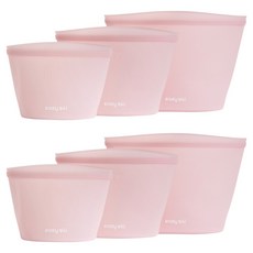 EasySili 多用途矽膠拉鍊袋 500ml x 2入 + 1L x 2入 + 1.5L x 2入 套組, 1套, 粉紅色