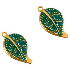 KODACHIEF 멋진 다채로운 목걸이 펜던트 DIY 13.25 x 23.8 mm, 나뭇잎그린, 2개