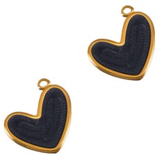 KODACHIEF 멋진 다채로운 목걸이 펜던트 DIY 20.8 x 21.5 mm, 언밸런스 하트블랙, 2개