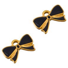 KODACHIEF 멋진 다채로운 목걸이 펜던트 DIY 19 x 12.25 mm, 리본리본블랙, 2개