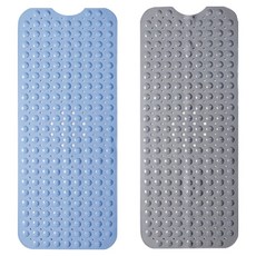新錸家居 浴室吸盤防滑墊 長形地墊 2件組, 1組, 灰色 + 藍色