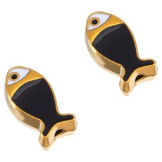 KODACHIEF 멋진 다채로운 목걸이 펜던트 DIY 7.3 x 13.8 mm, 피쉬블랙, 2개