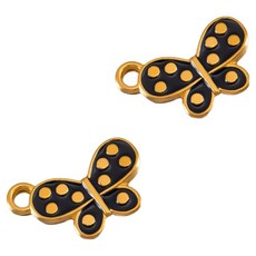 KODACHIEF 멋진 다채로운 목걸이 펜던트 DIY 19.25 x 13 mm, 도트 리본블랙, 2개