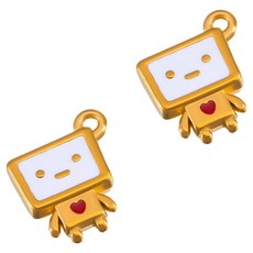KODACHIEF 멋진 다채로운 목걸이 펜던트 DIY 16.3 x 18.5 mm, 로봇, 2개
