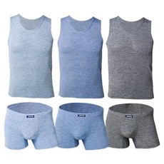 Terraud 男士人造絲混色 Askin 四角褲3件 + 背心3件組