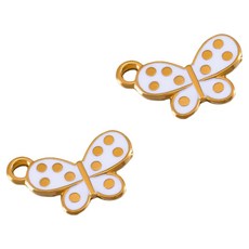 KODACHIEF 멋진 다채로운 목걸이 펜던트 DIY 19.25 x 13 mm, 도트 리본화이트, 2개