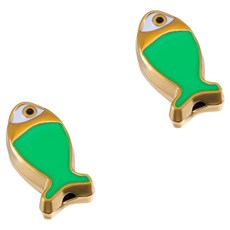KODACHIEF 멋진 다채로운 목걸이 펜던트 DIY 7.3 x 13.8 mm, 피쉬그린, 2개