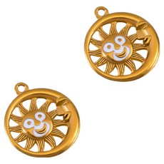 KODACHIEF 멋진 다채로운 목걸이 펜던트 DIY 18.2 x 21 mm, 태양과달, 2개