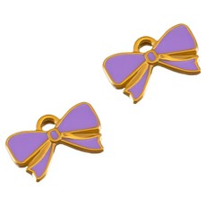 KODACHIEF 멋진 다채로운 목걸이 펜던트 DIY 19 x 12.25 mm, 리본리본퍼플, 2개