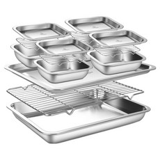 WAGENSTEIGER 無研磨劑不鏽鋼方形託盤模組套組, 1套, 1號 4入 + 4號