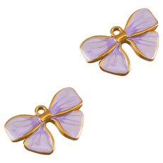 KODACHIEF 멋진 다채로운 목걸이 펜던트 DIY 25.5 x 16.5 mm, 리본타이퍼플, 2개