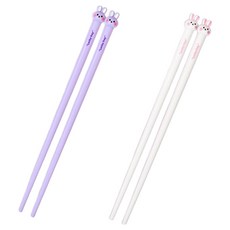 큐트미 유아용 애니멀 젓가락 2종 세트 MP49, 토끼퍼플 + 토끼화이트, 1세트