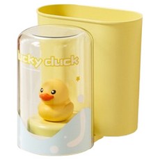 한봄누리 卡通人物漱口杯免鑽孔牙刷架套組, 1套, 黃色