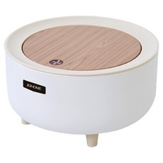 J-Home 木製一鍵式圓形桌面垃圾桶, 白色