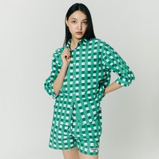Frankly Sleeping 格紋圖案短版睡衣上下套裝