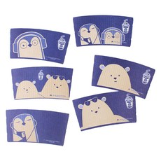 Inp 92Φ 海軍藍 熊與企鵝 紙杯套 隨機出貨, 1個, 100入