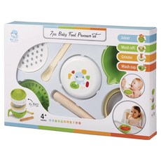 KU.KU Duckbill 酷咕鴨 寶寶副食品料理器7件組, 搗物杯 + 杯蓋/盤 + 濾網 + 榨汁器 + 研磨器 + 幼兒匙 + 搗碎棒, 1盒, 綠色