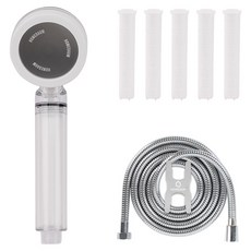 HOMEDAUM Signature 基本款過濾蓮蓬頭 + 濾芯 5入 + 蓮蓬頭軟管 2m + 扳手套組, 白色 + 銀色 + 透明, 1套