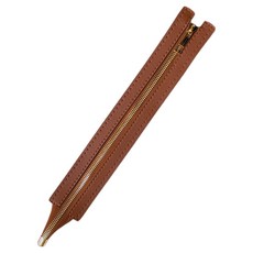 코히모 가방 만들기 교체 DIY 스티치 가죽 지퍼 25cm 5W0470, 1개, 라이트 브라운