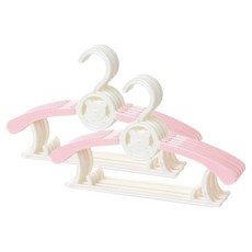 아이끌레 곰돌이 길이 조절 옷걸이, 화이트 + 핑크, 10개