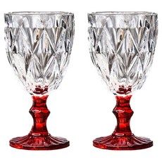 프렌치마르스 루비 스템 홈카페 유리 고블렛잔 MMM3043, B레드, 2개