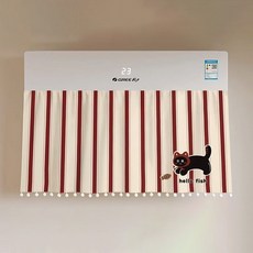 귀여운 강아지 벽걸이형 에어컨 커버, 레드스트라이프
