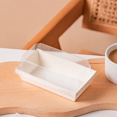 韓國 REDCAT 三明治拋棄式透明蓋包裝容器 PET盒 長方形 1號 白色, 50個, 1入