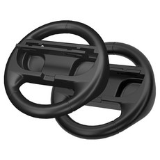 HOHOO 任天堂 Switch 1 / 2 相容 Joy-Con 賽車方向盤 瑪利歐賽車組合包 方向盤, 2個, 單一商品, 黑色