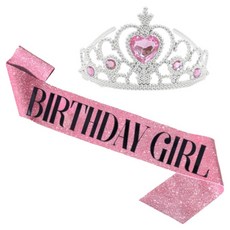 Mii Mii Party 生日派對公主皇冠 + 背帶, 粉色, 1組