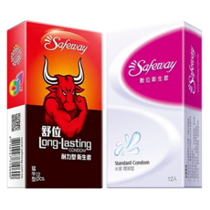 Safeway 水感滑潤型保險套 + 猛牛耐力型保險套, 12片, 2盒