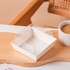 韓國 REDCAT 三明治拋棄式透明蓋包裝容器 PET盒 正方形 3號 白色, 50個, 1入