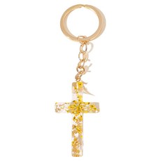 Glo-us 十字架汽車鑰匙圈, 黃色花朵, 1個