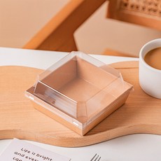 韓國 REDCAT 三明治 一次性透明蓋包裝容器 PET盒 正方形2號 牛皮紙, 50個, 1入