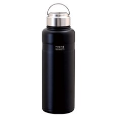 WENS PRODUCTS 拉環式螺旋蓋真空隔熱防刮戶外保溫瓶 AWPB-1000BK, 1個, 1L, 墨黑
