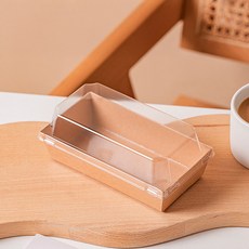 韓國 REDCAT 三明治一次性透明蓋包裝容器 PET盒 長方形 1號 牛皮紙, 50個, 1入