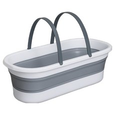 迪爾莫莫 可折疊臉盆 折疊方形多用途手提盆, 1個, 灰色