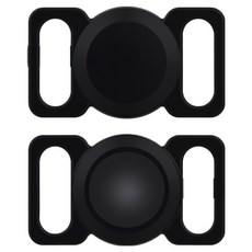 KODACHIEF 반려동물 목줄 에어태그 케이스, 블랙, 2개