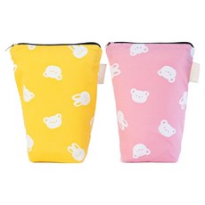 semoms Bunny Bear 漱口杯收納袋2件組, 黃色 + 粉紅色