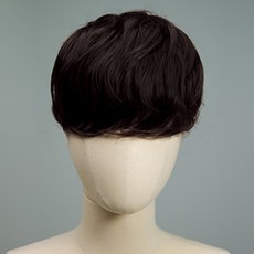 Gabalnara 男性專用 遮蓋頭頂 兩層式剪裁假髮 紋理燙 L, 1個, 深黑色