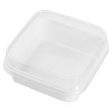 레드캣 심플한 정사각 화이트 티라미스 베이커리 포장 용기 화이트 + 투명 400ml, 1개, 50개입