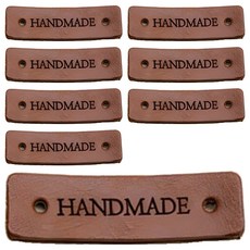 HAPPY BEARS 長方形手工皮革標籤, 咖啡棕, 8個