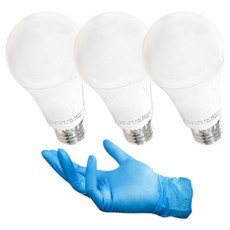 浴室 澡堂 戶外 E26 12W 簡易 LED 燈泡 3入 + 丁腈手套組, 1套, 晝光色