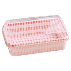 레드캣 내열 PP 체크 컬러 도시락 케이크 일회용 포장용기 직사각, 50개, 베이비핑크