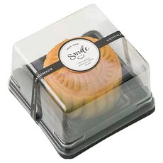 韓國 REDCAT 透明方形和菓子月餅PET包裝容器 中型, 黑色, 100個