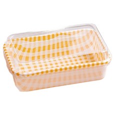 韓國 REDCAT 耐熱PP格紋彩色便當蛋糕拋棄式長方形包裝盒, 50個, 黃色