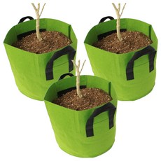 PapaGarden 不織布花盆 38L, 綠色, 3個
