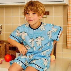 minidou 男童奶油色睡衣上下套裝
